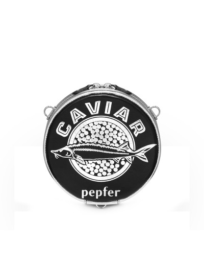 Сумка «Икра», чёрная с серебром, зернистая