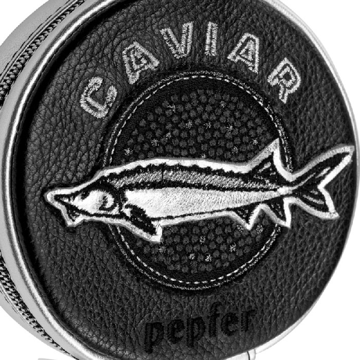 Сумка «Икра», чёрная с серебром, гладкая